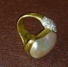Natural Pearl Ring with Diamonds