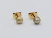 Natural Pearl Stud Earrings on 18k Gold