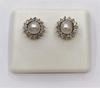 Natural Pearls 7mm 4+carats with Diamonds Earring in White Gold