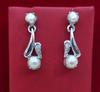 Natural Pearls & Diamonds Dangling Earring in White Gold