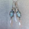Natural pearls from USA Earrings & Pendant with Aquamarines