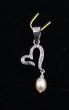 Natural Pearls Heart Pendant With Diamonds.