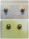 Natural Round Basra Pearls Pair of Earrings on 18k Gold