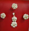 Natural Seed Pearls Pendant Set Double Flower Style
