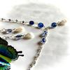 Natural USA Pearl with Sapphires and Kyanites Necklace & Earrings
