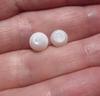 Pair of Bell Shaped Flame Filled Clam Pearls 4+ carats Total 