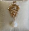 antique gold lavalier pendant with natural pearl