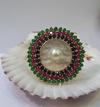 Salt Water Natural Blister Pearl Ring with Ruby, Emerald and Sapphires