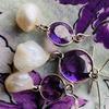 USA Natural Pearls Necklace & Earrings with Amethysts