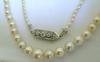 Vintage Art Deco Natural Saltwater Pearl Diamond Clasp Necklace