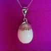 White Oval Drop Conch Pearl 7.65 carats Pendant 