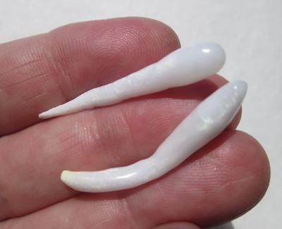 Two Elongated Drop 34mm Clam Pearls 12+ carats - Total