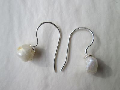 USA Natural Pearl Earrings on Sterling Silver 3+ carats Total