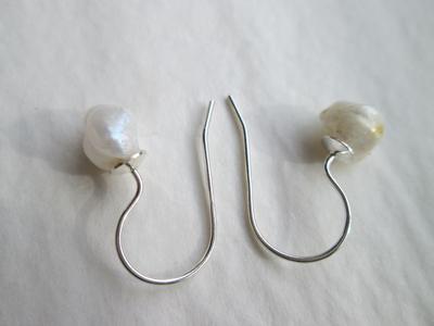 USA Natural Pearl Earrings on Sterling Silver 3+ carats Total