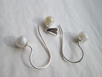 USA Natural Pearl Earrings & Pendant Set on Sterling Silver