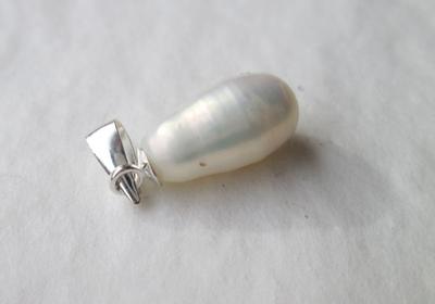 USA Natural Pearl Pendant Drop Shape 2+ Carats on Sterling