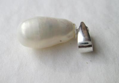 USA Natural Pearl Pendant Drop Shape 2+ Carats on Sterling