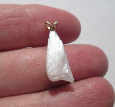 USA Natural Pearl Pendant Spike 14k Gold 22mm