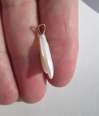 USA Natural Pearl Pendant Spike 14k Gold 22mm