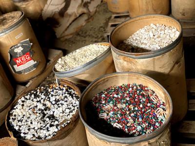 100 Barrels Filled with Pearl Buttons