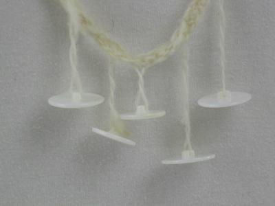 Muscatine White Button Necklace on Handspun Wool