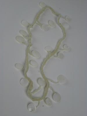 Muscatine White Button Necklace on Handspun Wool