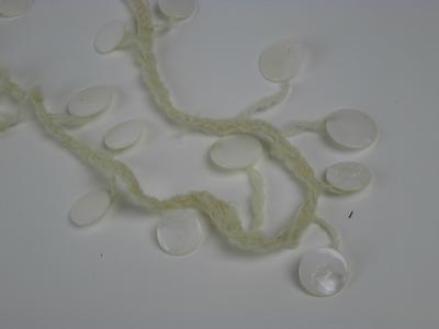 White Muscatine Button Necklace on Handspun Wool