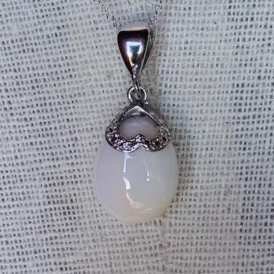 White Oval Drop Conch Pearl 7.65 carats Pendant 