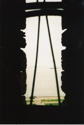 Window on Caspian Sea from Maiden Tower Baku Azerbaijan