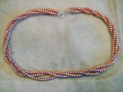 3 Strand Lavender Seed Pearl Necklace