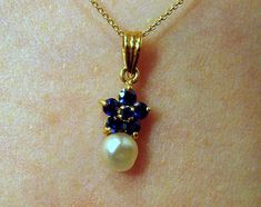 Natural pearl with sapphires