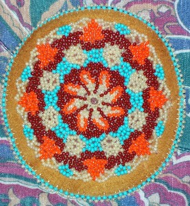 Blue Orange Brown White Beading