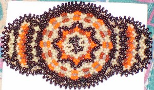 Brown White Orange Beading