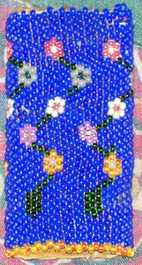 Flowers on Blue Beading