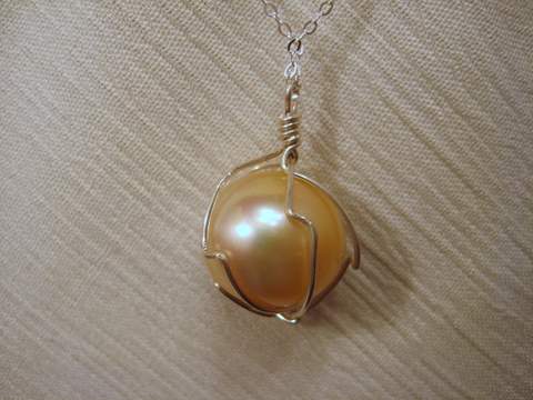 Golden South Sea Single  pearl necklace for sale