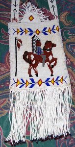 Indian on Horse Beaded Purse Closeup