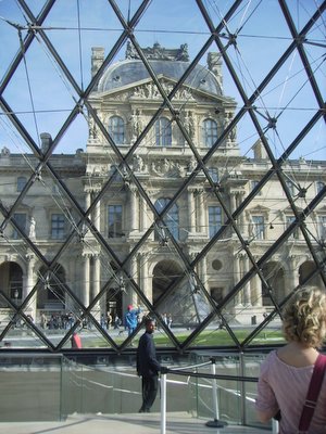 Peeking through Louvre pyramid