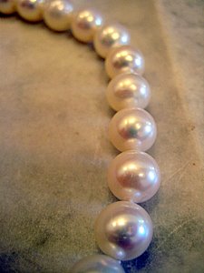 White Freshwater Cultured Pearls Closeup